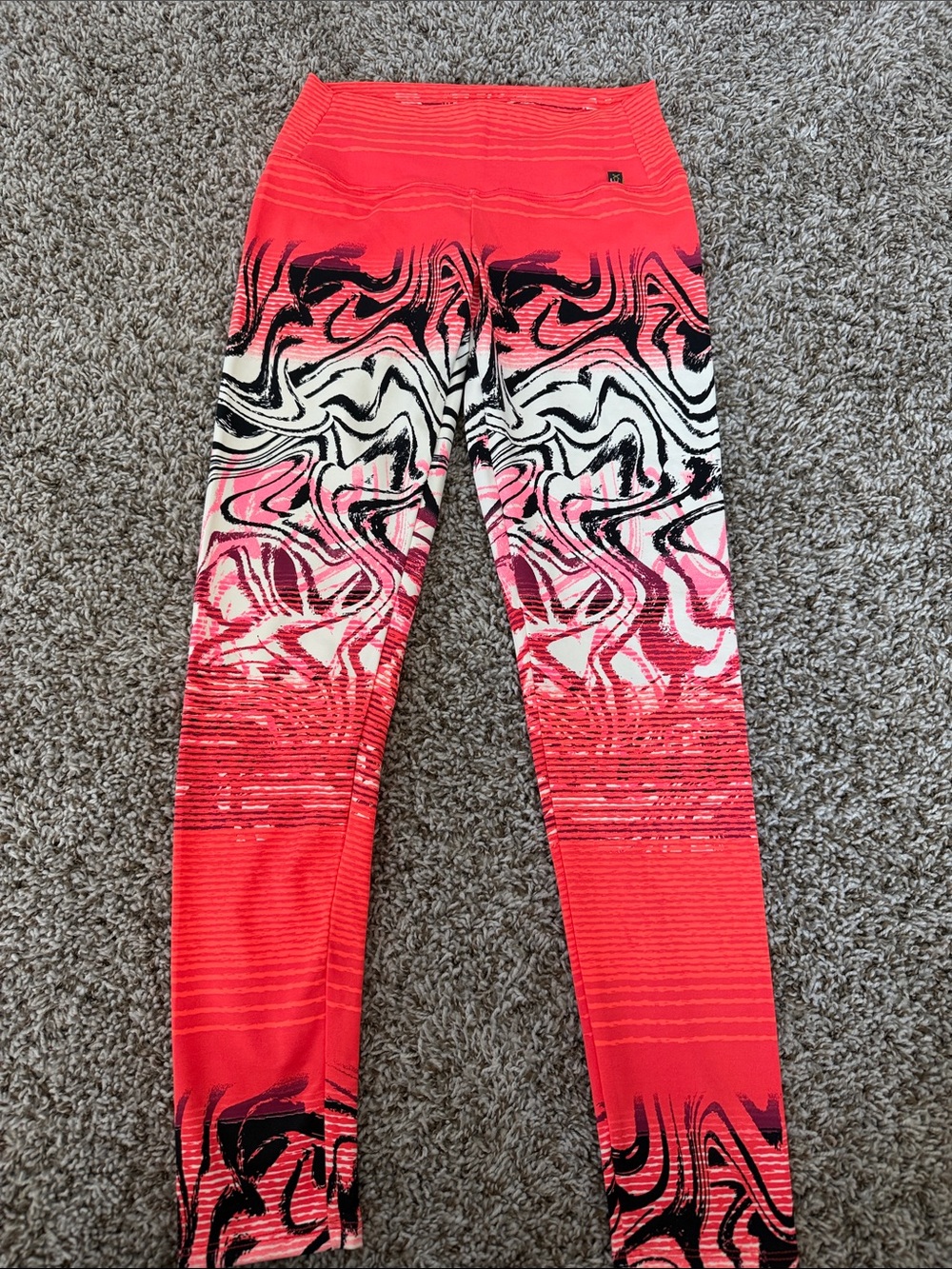High-Rise Coral Pink Swirl Print Leggings
